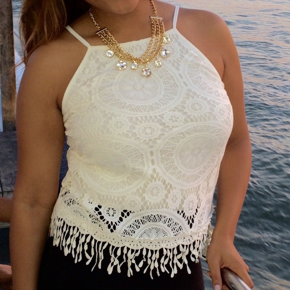 Xhilaration Tops - Xhilaration Fringed Cream Top